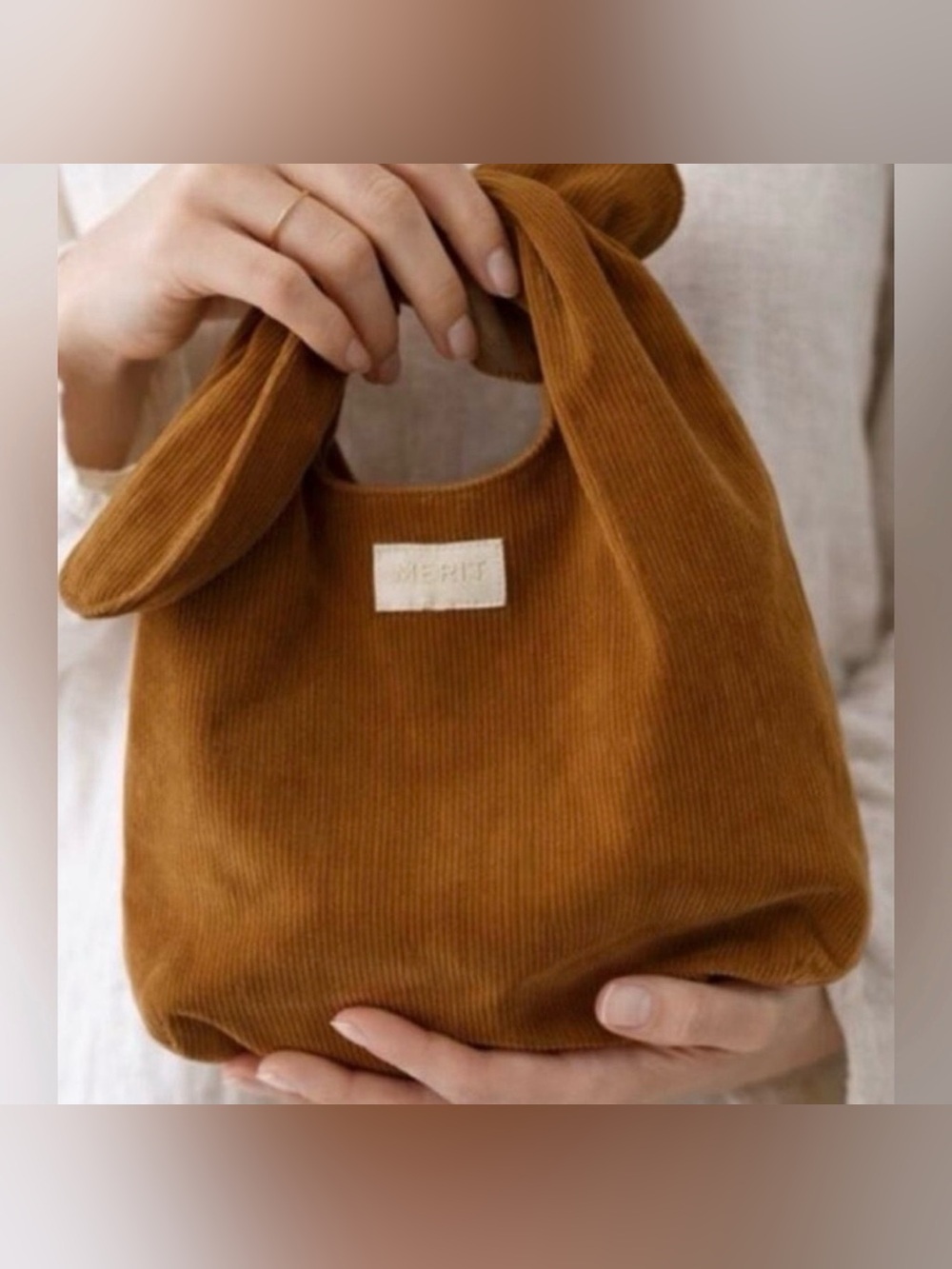 Merit Makeup corduroy Bag Tan 10x7x6 NWOT